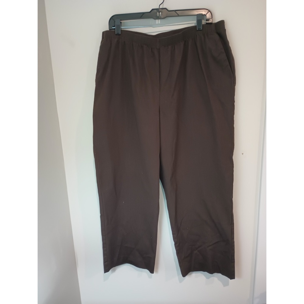 Alfred Dunner Pants Womens 20W Chocolate Brown Pull On Elastic Waist Stretch